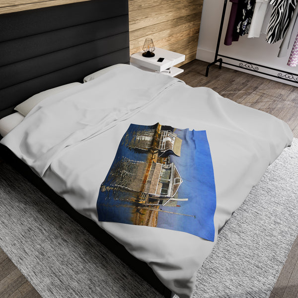 Sandy Neck Cottages Velveteen Plush Blanket