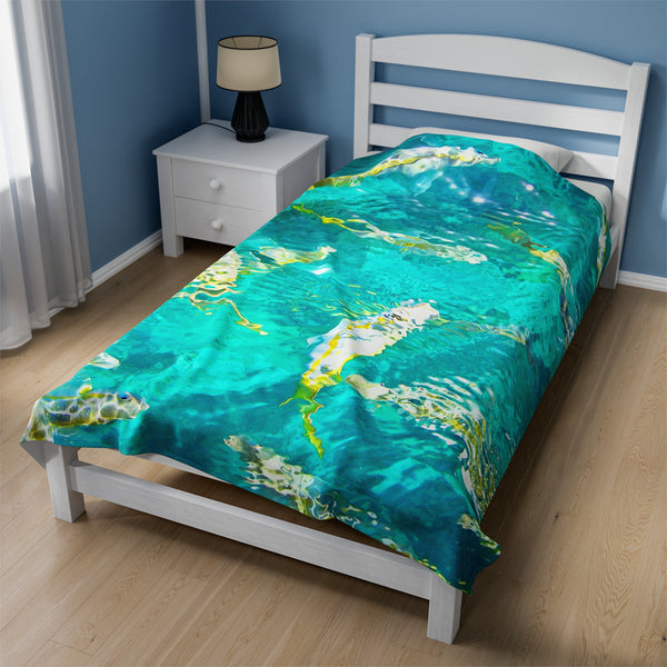 Key West Tropical Reef Fish Velveteen Plush Blanket Looe Key Tropical Colors