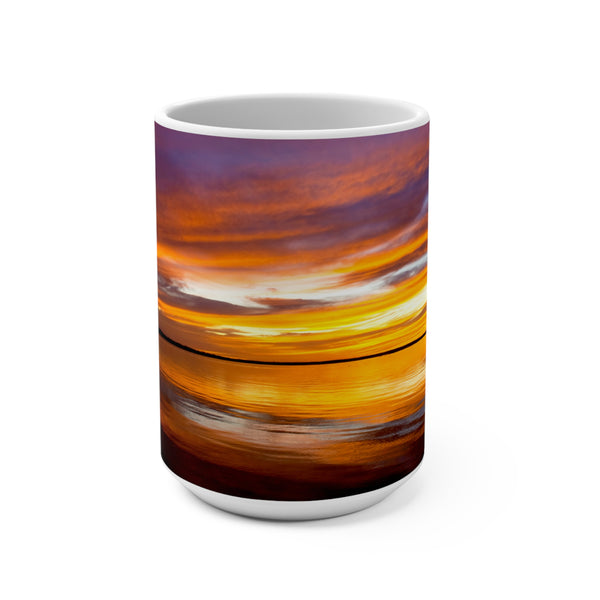 Serene Harbor Sunset 15oz Mug - Perfect Gift for Nature Seashore and Boating Lovers