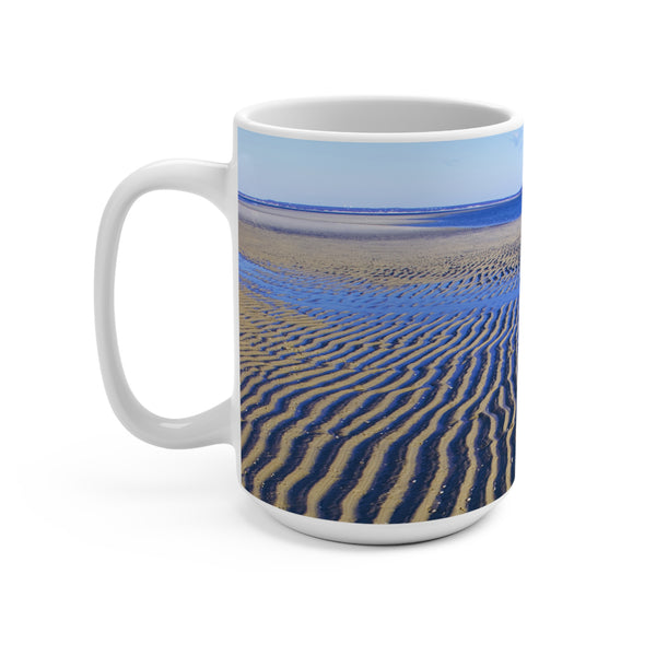 Serene Sand Flats Beach 15oz Mug | Coastal Decor for Ocean Lovers