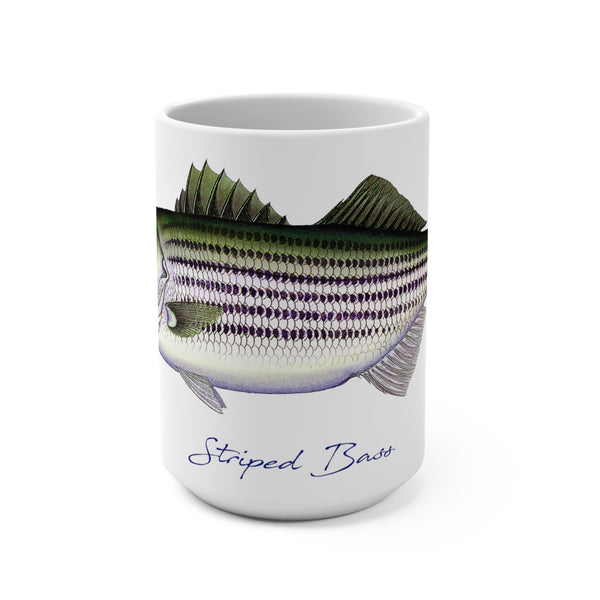 Striped Bass Fish Art Coffee Mug 15oz Great Gift for fishermen and Fishing Fans