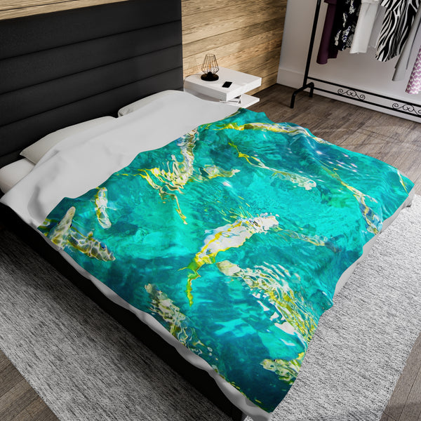 Key West Tropical Reef Fish Velveteen Plush Blanket Looe Key Tropical Colors