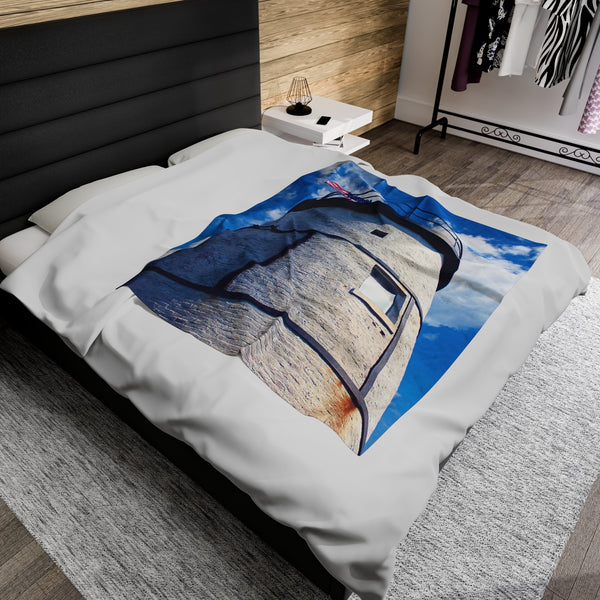Sandy Neck Lighthouse View Velveteen Plush Blanket