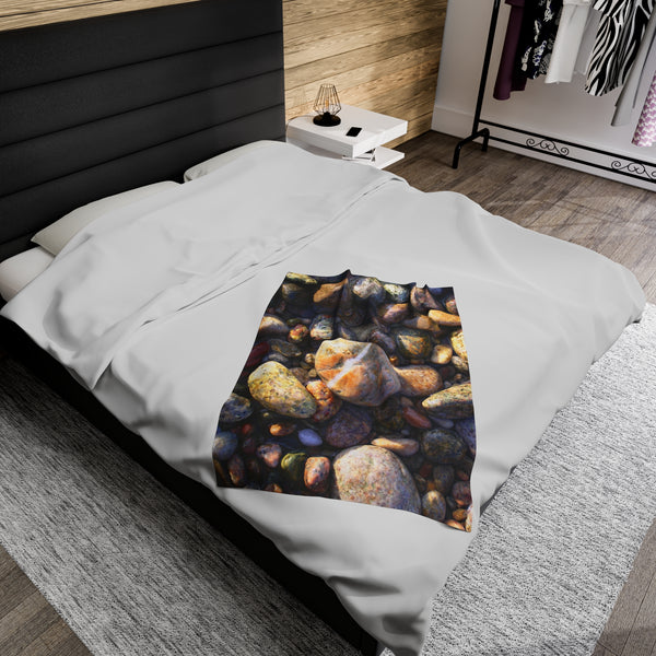 Lucky Ringer Beach Stones Velveteen Plush Blanket