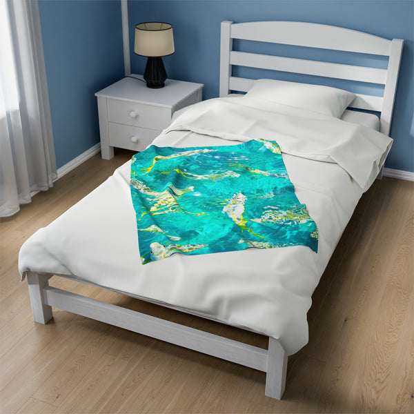Key West Tropical Reef Fish Velveteen Plush Blanket Looe Key Tropical Colors