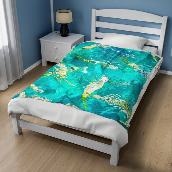 Key West Tropical Reef Fish Velveteen Plush Blanket Looe Key Tropical Colors