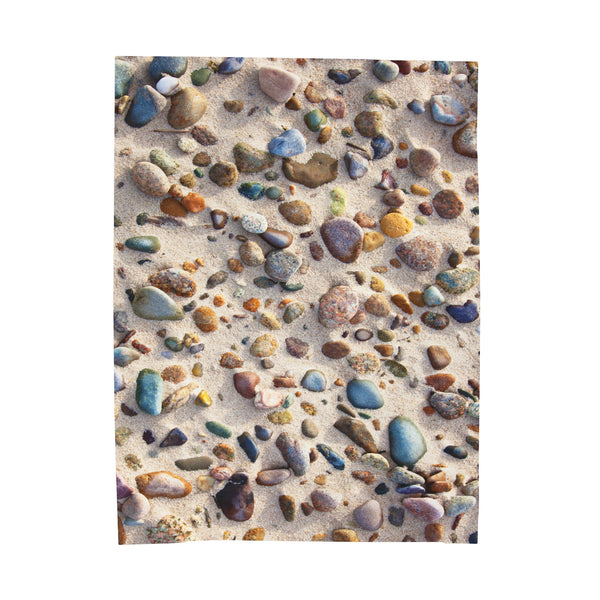 Sandy Neck Beach Stones Velveteen Plush Blanket