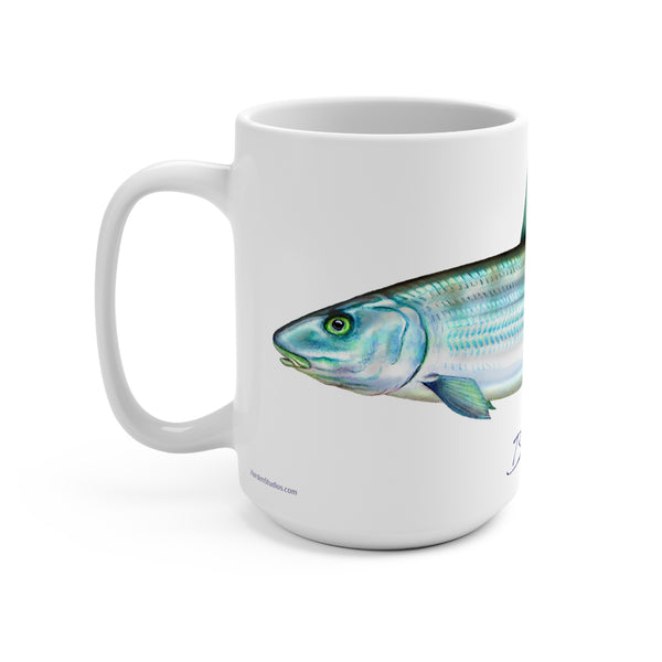 Bonefish Fish Art Coffee Mug 15oz Great gift for Fly Fishermen and Flats Fishing Fans