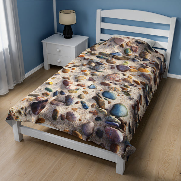 Sandy Neck Beach Stones Velveteen Plush Blanket