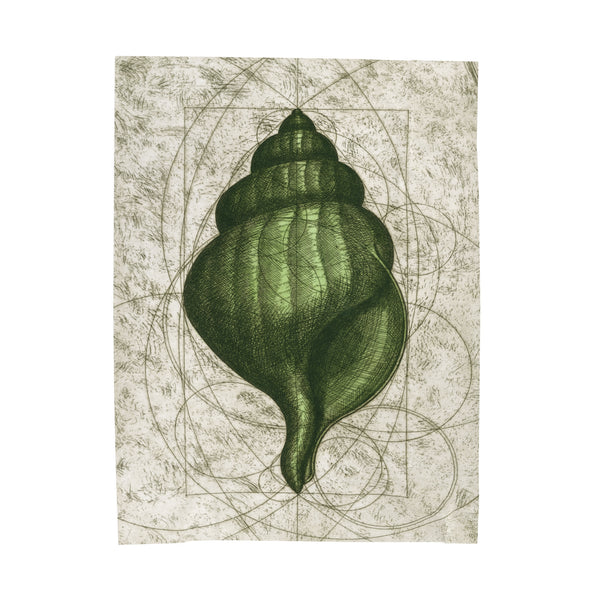 Green Seashell Velveteen Plush Blanket
