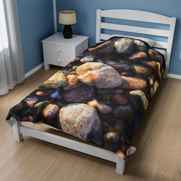 Lucky Ringer Beach Stones Velveteen Plush Blanket