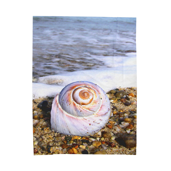 Moon Snail on Beach Velveteen Plush Blanket