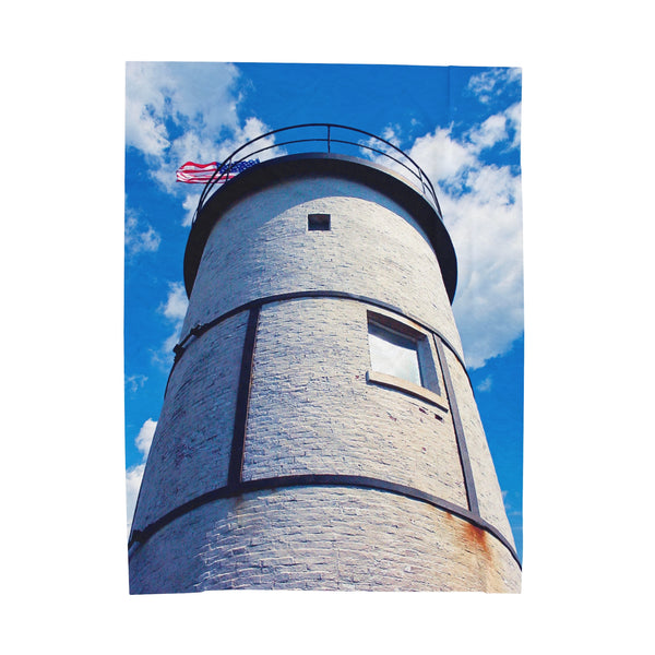 Sandy Neck Lighthouse View Velveteen Plush Blanket