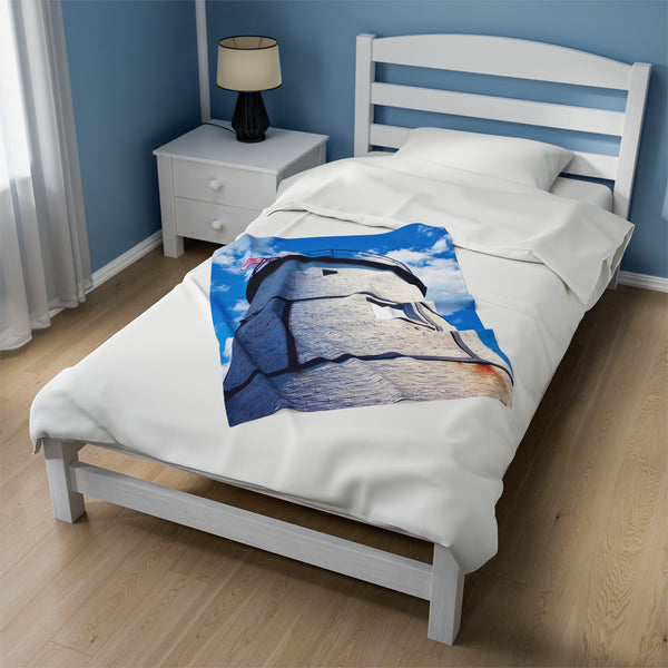 Sandy Neck Lighthouse View Velveteen Plush Blanket