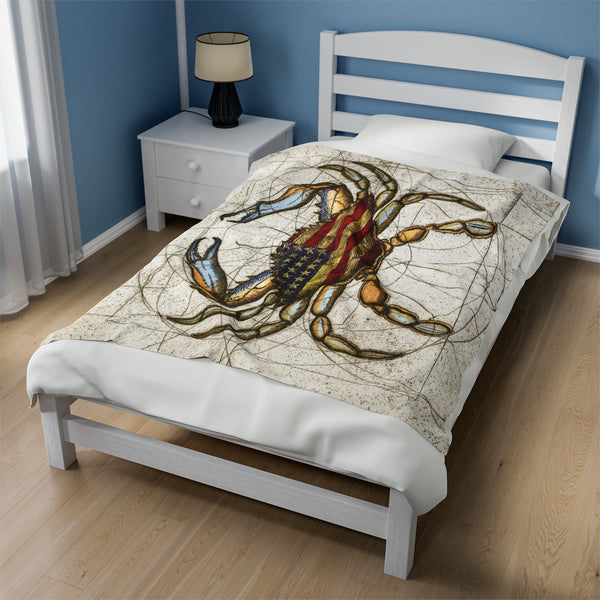 4th of July Patriotic Crab Velveteen Plush Blanket