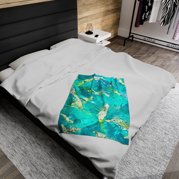Key West Tropical Reef Fish Velveteen Plush Blanket Looe Key Tropical Colors