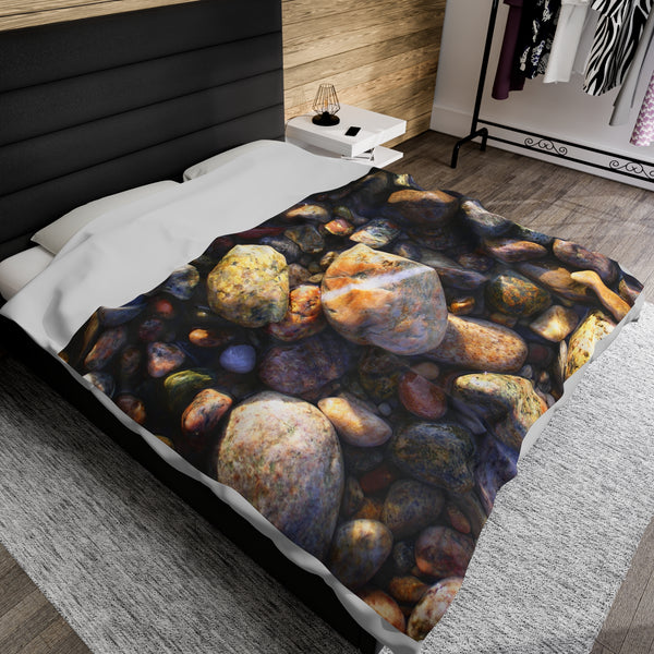 Lucky Ringer Beach Stones Velveteen Plush Blanket