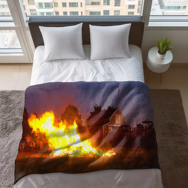 4th of July Bonfire at Barnstable Yacht Club Velveteen Plush Blanket