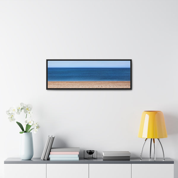 Quiet Beach Framed Gallery Canvas Wall Art Print Sky Water Sand Beach House Decor Gift Blue Ocean View