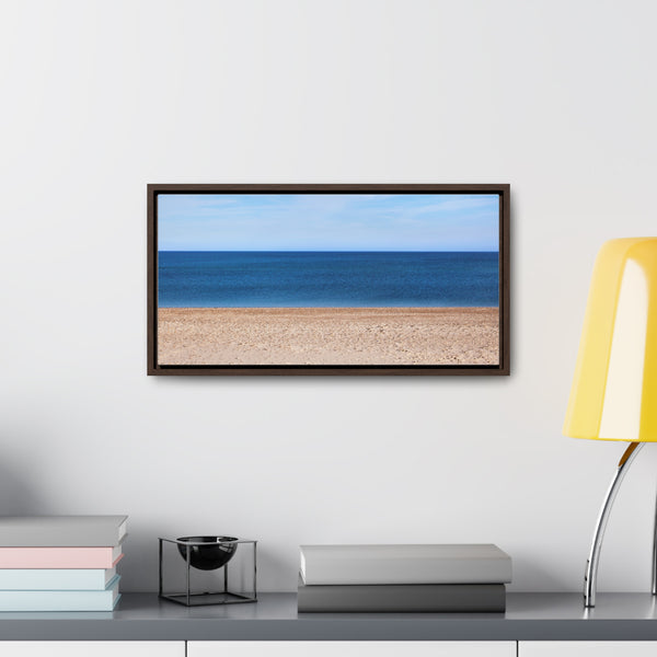 Quiet Beach Framed Gallery Canvas Wall Art Print Sky Water Sand Beach House Decor Gift Blue Ocean View