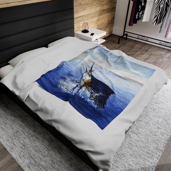 Leaping Sailfish Velveteen Plush Blanket