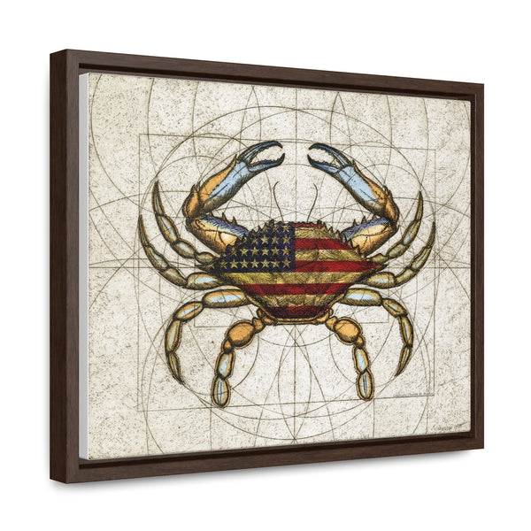 Framed 4th of July Crab Canvas Wall Art Print Patriotic Decor - Free Shipping