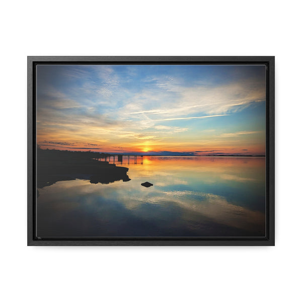 Sunset Barnstable Harbor Framed Canvas Art Print Cape Cod Photography Beach House Decor