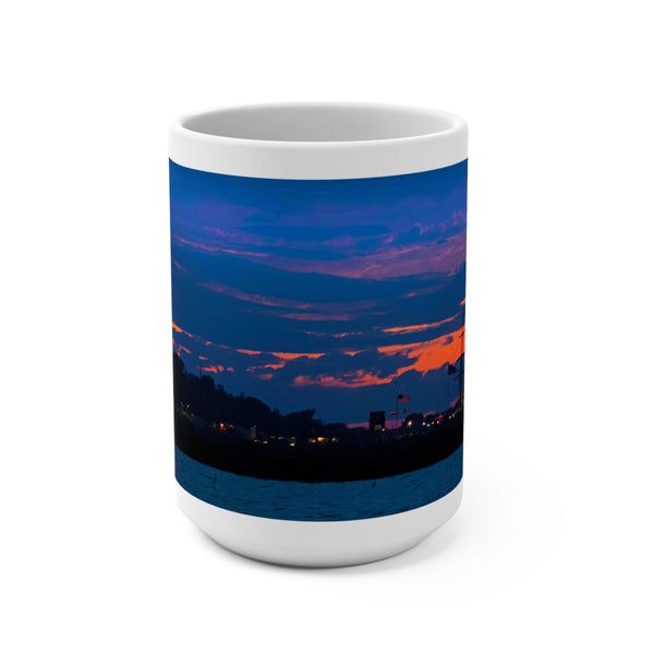 Provincetown Tower Scenic Sunset Mug Square Rigged Ship Docking - 15oz