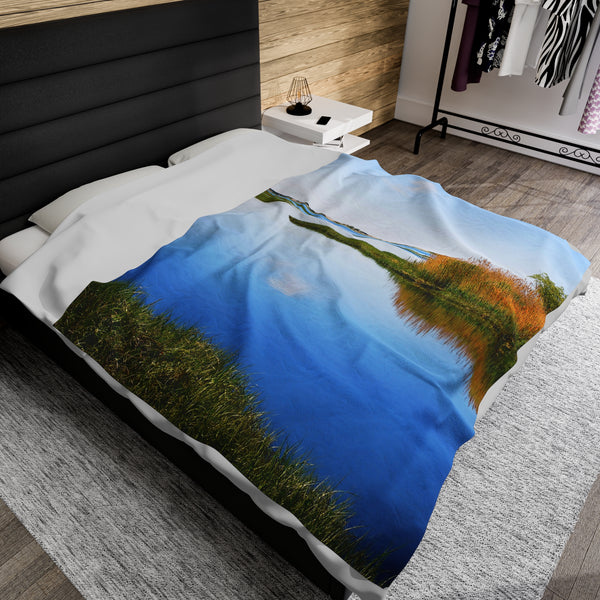 Barnstable Harbor Marsh Creek Scene Velveteen Plush Blanket