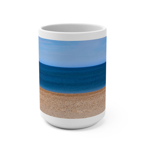 Sky Sea and Sand Serene Beachscape 15oz Mug - Perfect for Summer Vibes & Beach Lovers