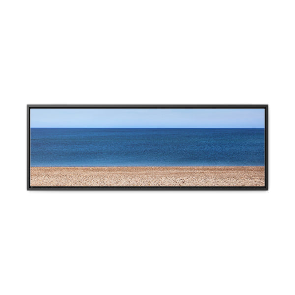 Quiet Beach Framed Gallery Canvas Wall Art Print Sky Water Sand Beach House Decor Gift Blue Ocean View