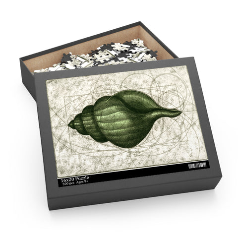 Green Shell Geometry Puzzle (120, 252, 500-Piece) Etching Artwork