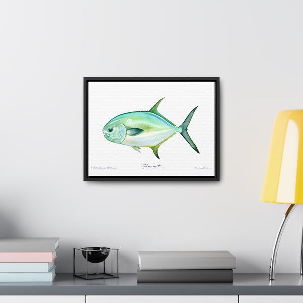 Framed Permit Canvas Fish Fishing Wall Art Print with Free Shipping