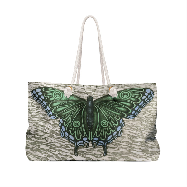 Green Butterfly Over the Sea Weekender Bag