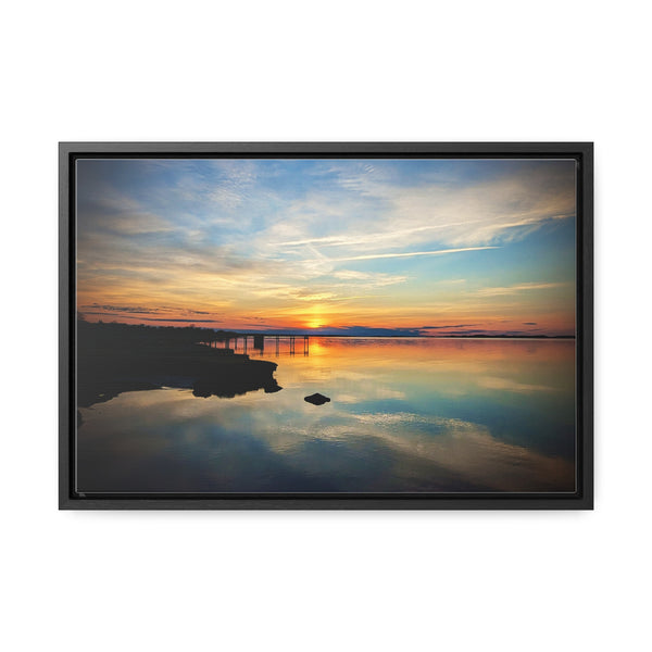 Sunset Barnstable Harbor Framed Canvas Art Print Cape Cod Photography Beach House Decor