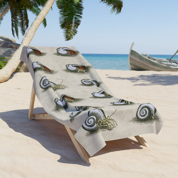 Hermit Crab Beach Towel Duck and Cover Scene