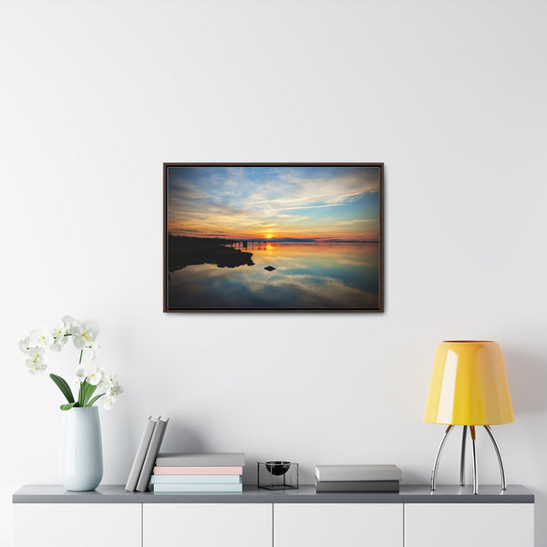 Sunset Barnstable Harbor Framed Canvas Art Print Cape Cod Photography Beach House Decor