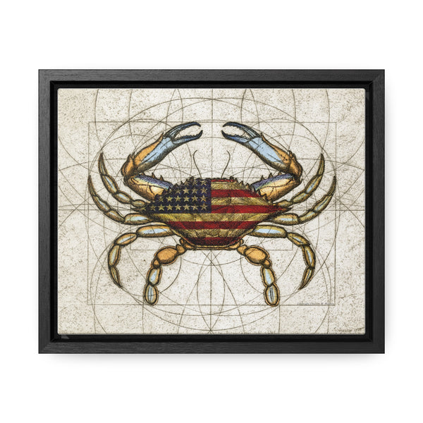 Framed 4th of July Crab Canvas Wall Art Print Patriotic Decor - Free Shipping