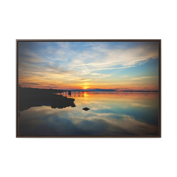 Sunset Barnstable Harbor Framed Canvas Art Print Cape Cod Photography Beach House Decor