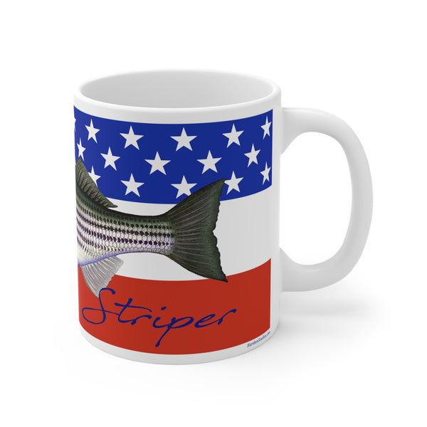 Striped Bass Patriotic Fishing Coffee Mug 11oz