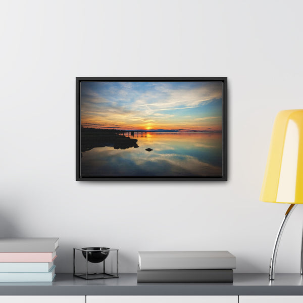 Sunset Barnstable Harbor Framed Canvas Art Print Cape Cod Photography Beach House Decor