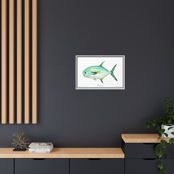 Framed Permit Canvas Fish Fishing Wall Art Print