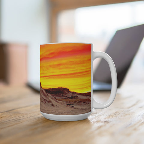 Sand Dune Sunset Vibes 15oz Mug - Colorful Landscape Coffee Cup for Nature Lovers