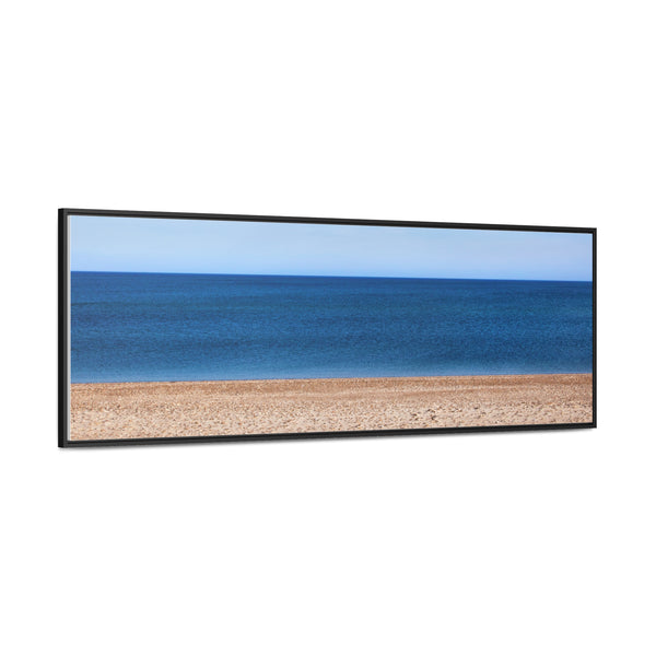 Quiet Beach Framed Gallery Canvas Wall Art Print Sky Water Sand Beach House Decor Gift Blue Ocean View