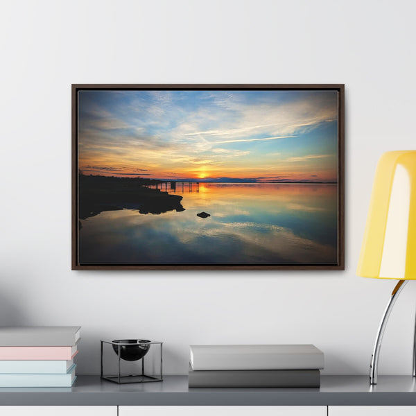 Sunset Barnstable Harbor Framed Canvas Art Print Cape Cod Photography Beach House Decor