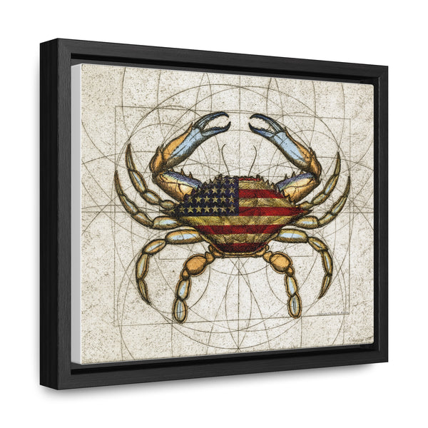 Framed 4th of July Crab Canvas Wall Art Print Patriotic Decor - Free Shipping