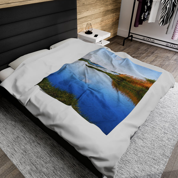 Barnstable Harbor Marsh Creek Scene Velveteen Plush Blanket