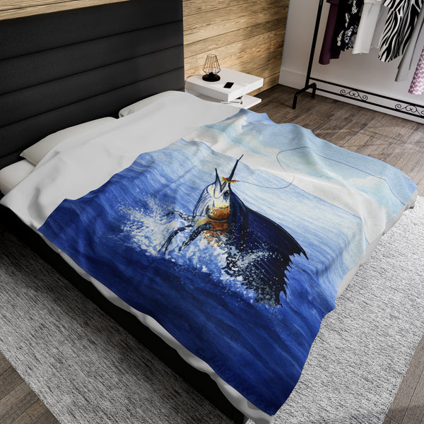 Leaping Sailfish Velveteen Plush Blanket