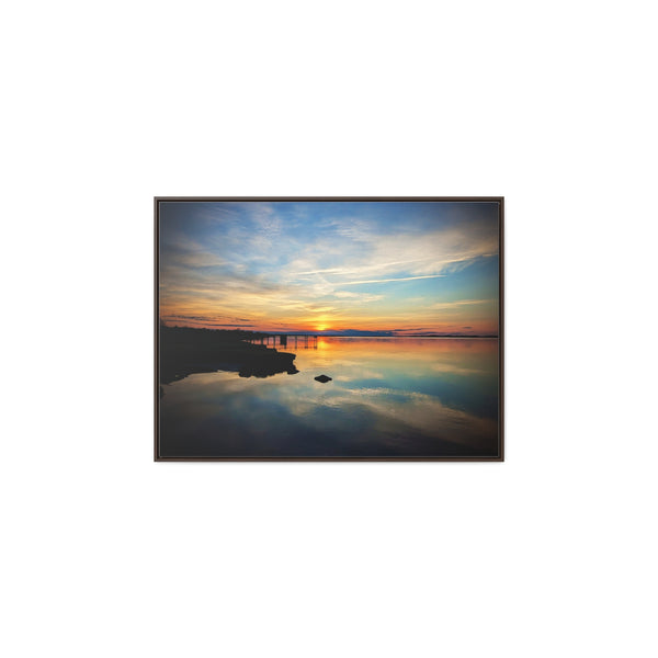 Sunset Barnstable Harbor Framed Canvas Art Print Cape Cod Photography Beach House Decor