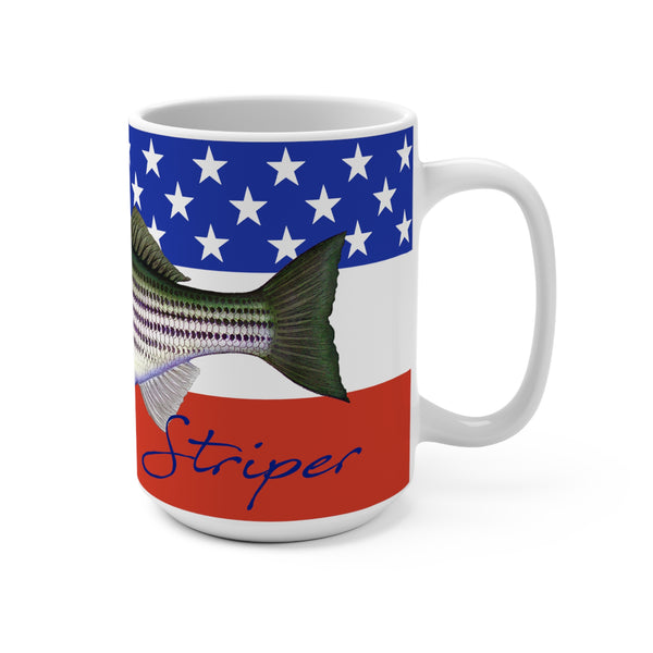 American Striper Striped Bass Patriotic Fishing Coffee Mug 15oz Great Gift for American Fishing Fans